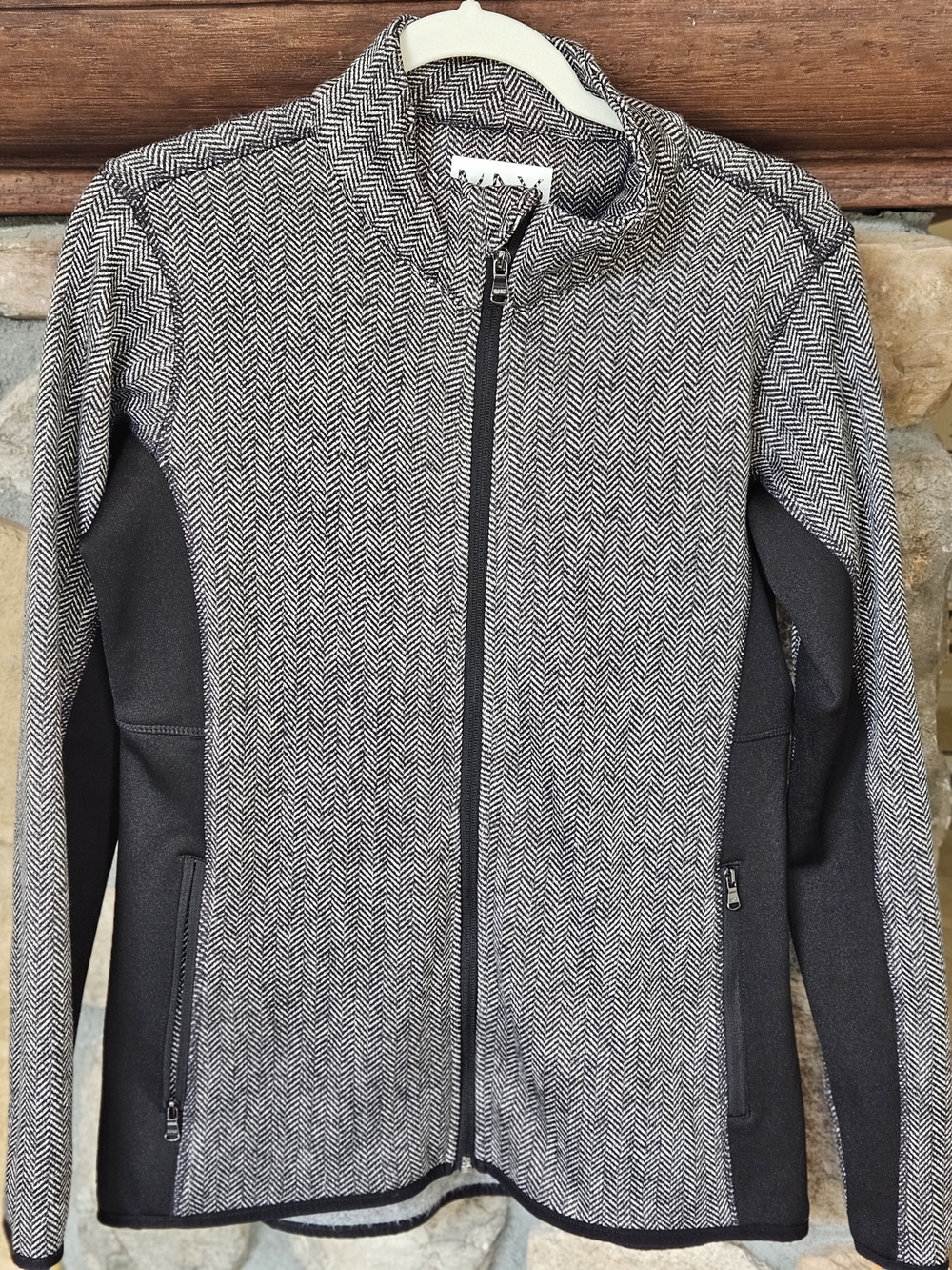 Marc New York Black and Gray Herringbone Utility Jacket